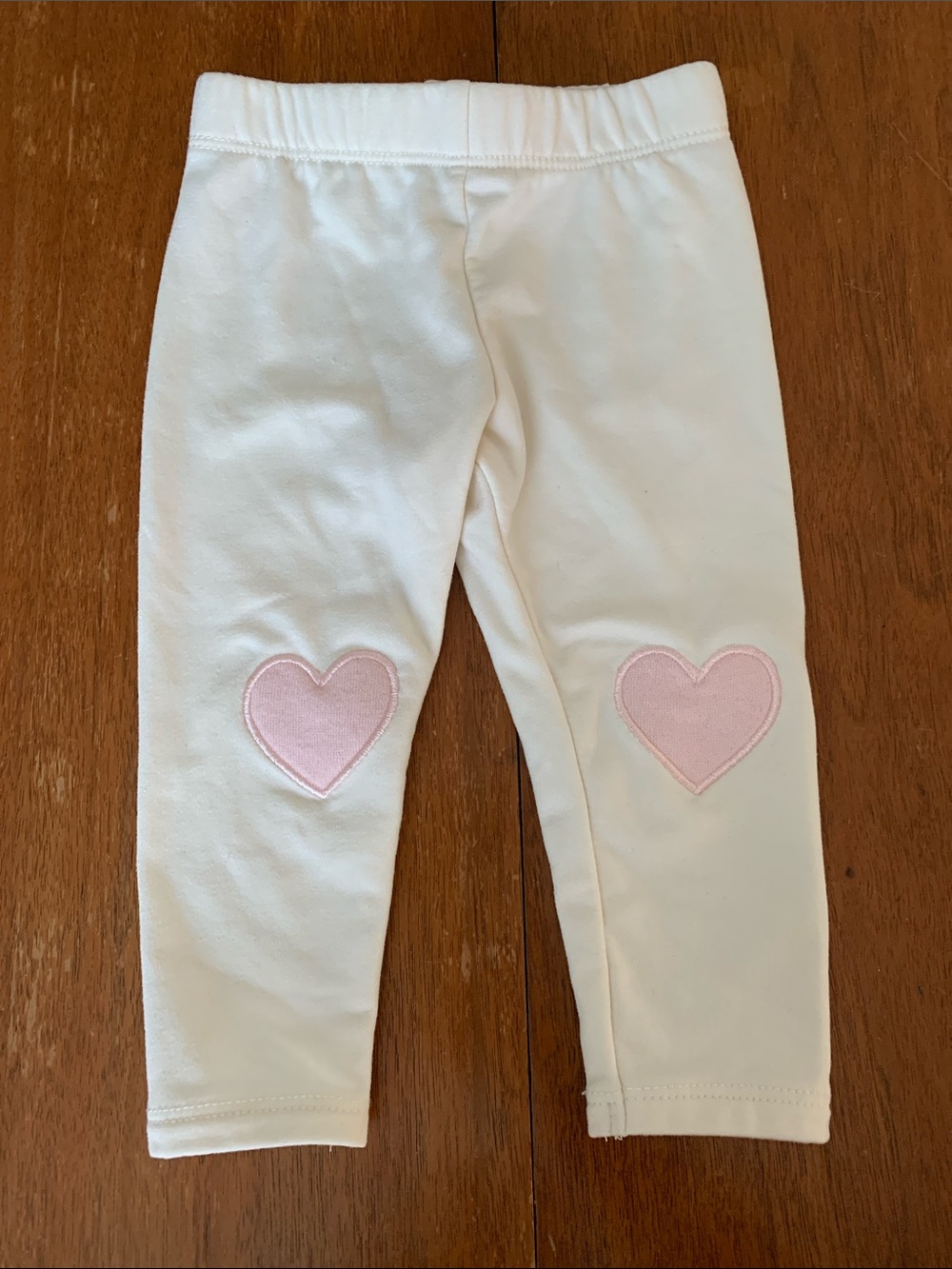 🍓3/$10 btween Cream Leggings with Pink Heart Knee Patches